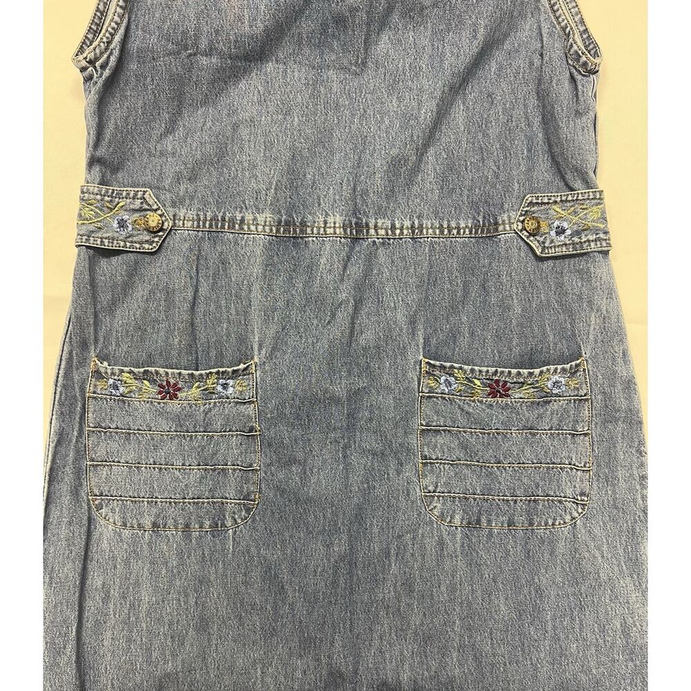 Vintage Jane Ashley Denim Maxi Dress Size M Embroidered Floral 90s Gilmore Girls - Picture 5 of 11
